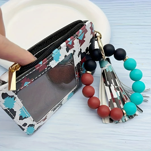 Silikonski nosilec za kartice z zapestnico in perlicami