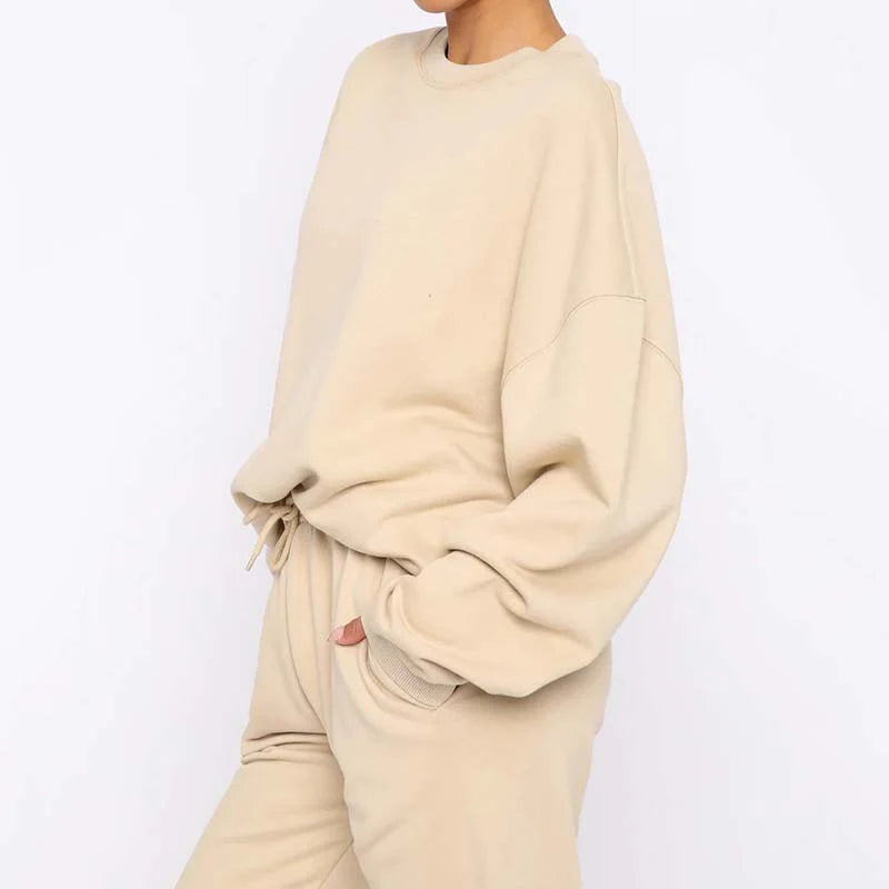 Damski przytulny 2-częściowy zestaw w jednolitym kolorze - spiiyle