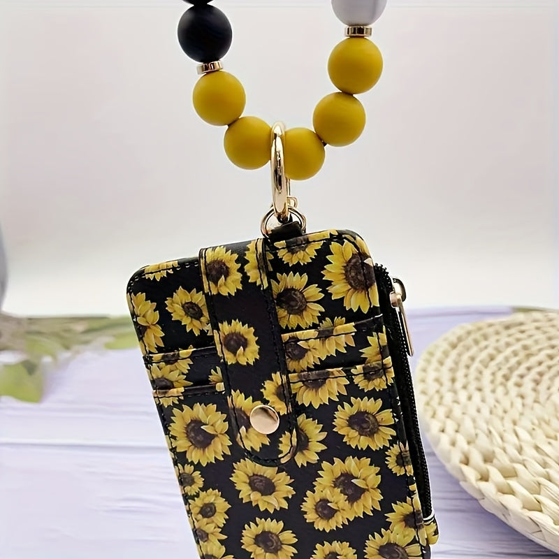 Silikonski nosilec za kartice z zapestnico in perlicami