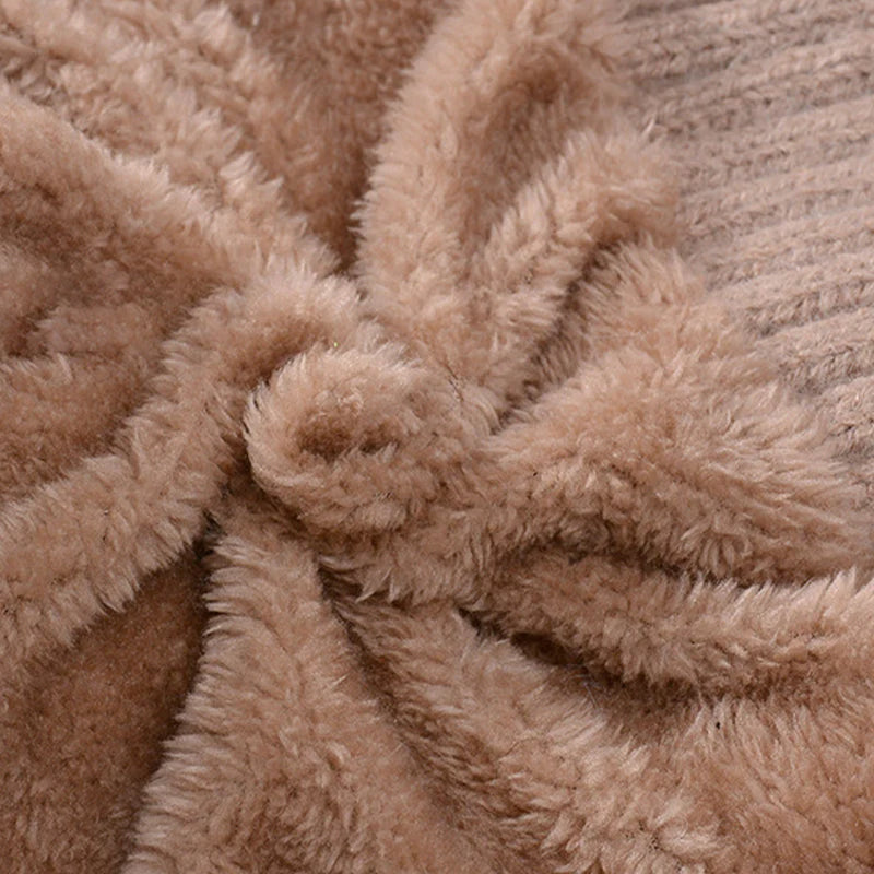 elegantna, debela pletena zimska kapa s toplim pokrivalom za obraz in šalom