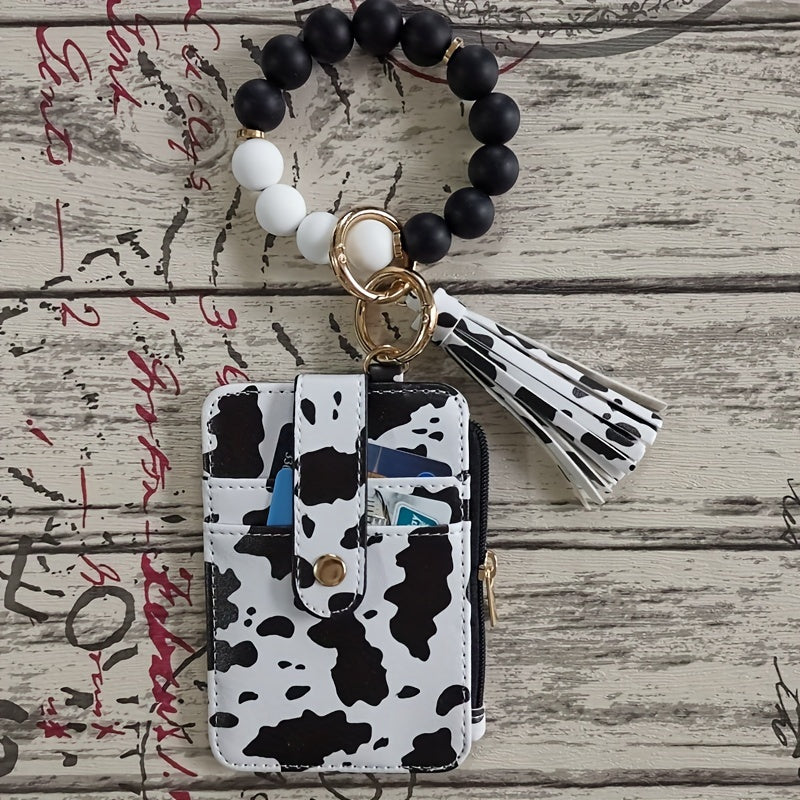 Silikonski nosilec za kartice z zapestnico in perlicami