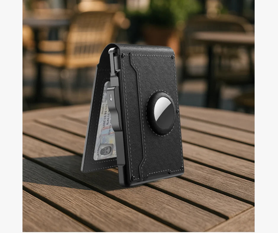 Moška denarnica z RFID blokado in režo za AirTag – ročno izdelana usnjena denarnica z držalom za kartice s hitrim dostopom in veliko prostornino