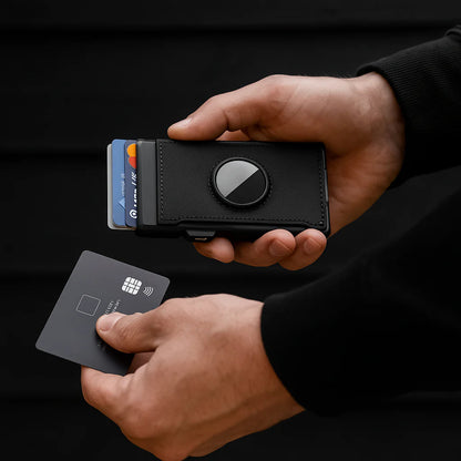 Moška denarnica z RFID blokado in režo za AirTag – ročno izdelana usnjena denarnica z držalom za kartice s hitrim dostopom in veliko prostornino