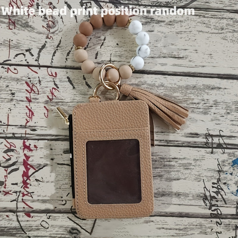 Silikonski nosilec za kartice z zapestnico in perlicami