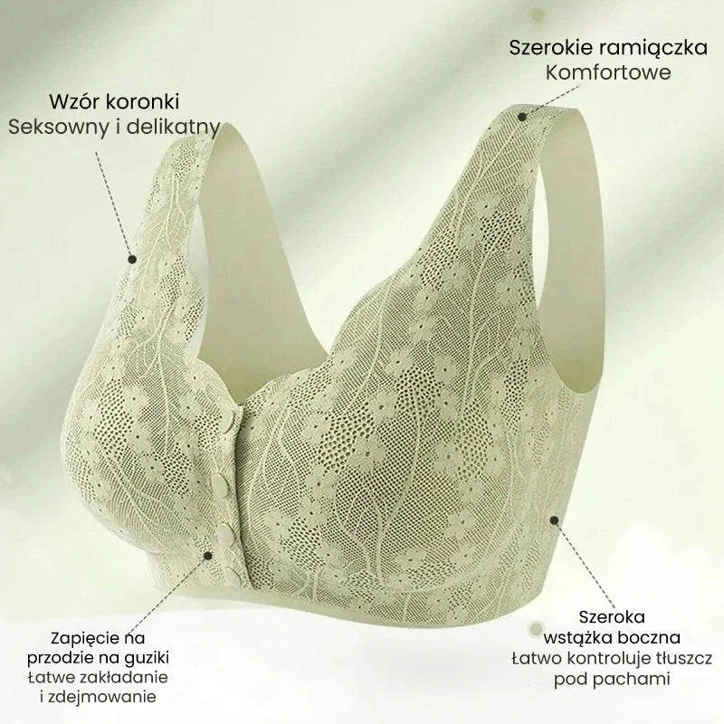 Udoben modrček z gumbi za večje velikosti s čipko