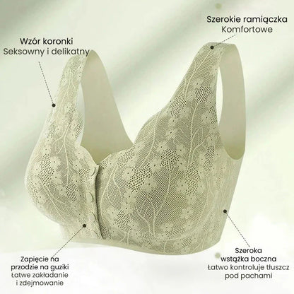 Udoben modrček z gumbi za večje velikosti s čipko