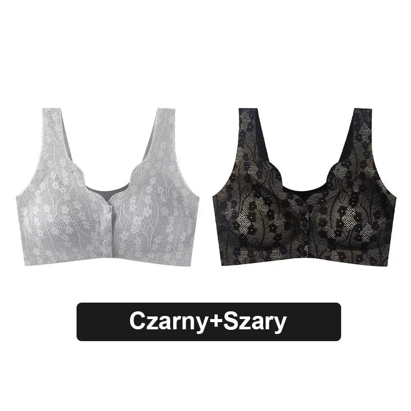 Udoben modrček z gumbi za večje velikosti s čipko