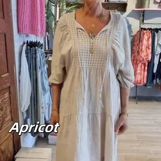 Rochie stratificată cu decolteu în V de culoare solidă - spiiyle