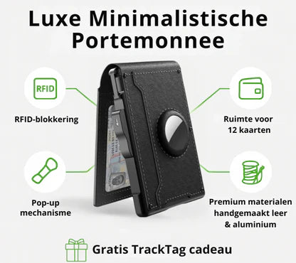 Moška denarnica z RFID blokado in režo za AirTag – ročno izdelana usnjena denarnica z držalom za kartice s hitrim dostopom in veliko prostornino