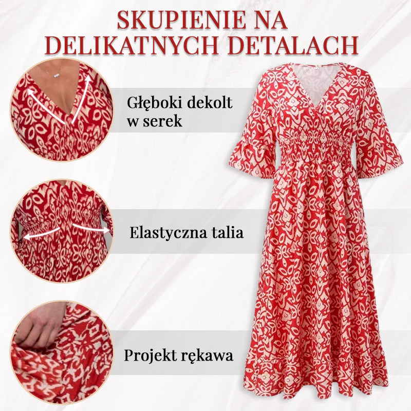 ✨Nowa sukienka casual z dekoltem w serek w kwiaty - spiiyle