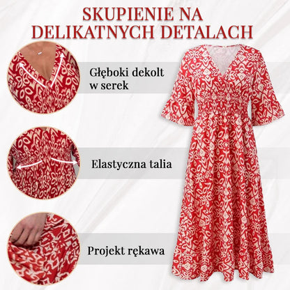 ✨Nowa sukienka casual z dekoltem w serek w kwiaty - spiiyle