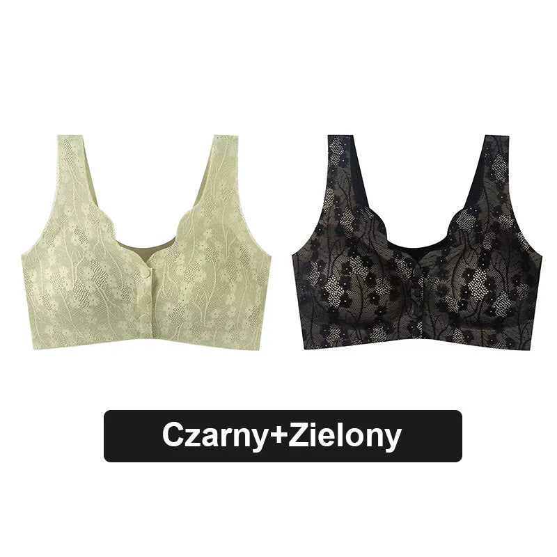 Udoben modrček z gumbi za večje velikosti s čipko