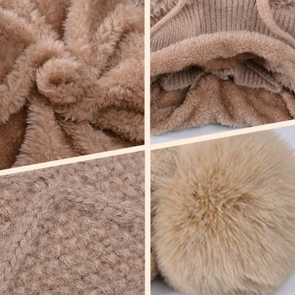 elegantna, debela pletena zimska kapa s toplim pokrivalom za obraz in šalom