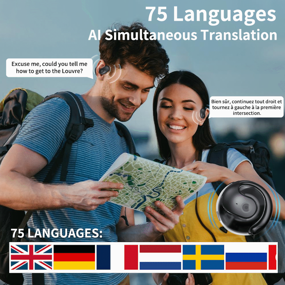 Brezžične slušalke OWS Bluetooth 5.4 z AI prevajanjem (primerne za iOS in Android)