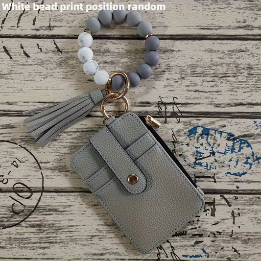 Silikonski nosilec za kartice z zapestnico in perlicami