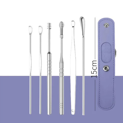 (🔥 Kupite 1 in dobite 1 gratis🔥)Premium 6-in-1 Stainless Steel Ear Cleaning Kit – Safe, Polished, Non-Irritating Earwax Remover Tools with Carry Case