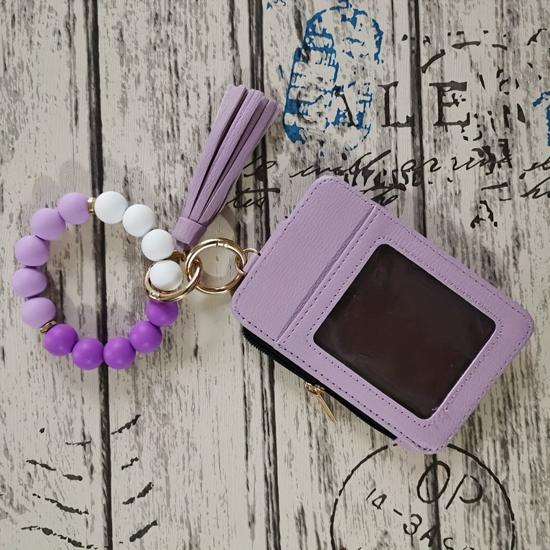 Silikonski nosilec za kartice z zapestnico in perlicami