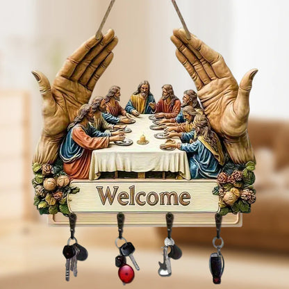 Stenski dekorativni leseni obešalnik za ključe