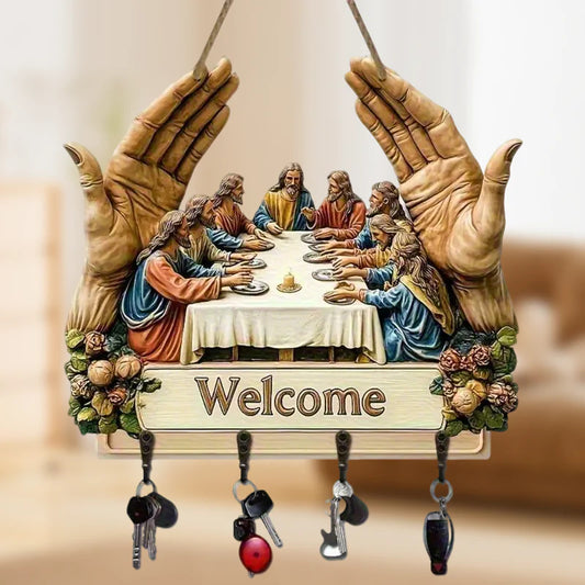 Stenski dekorativni leseni obešalnik za ključe