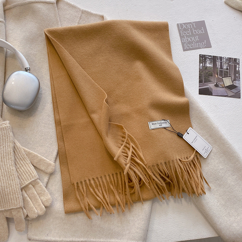 Ženski topel volneni šal enobarvne barve