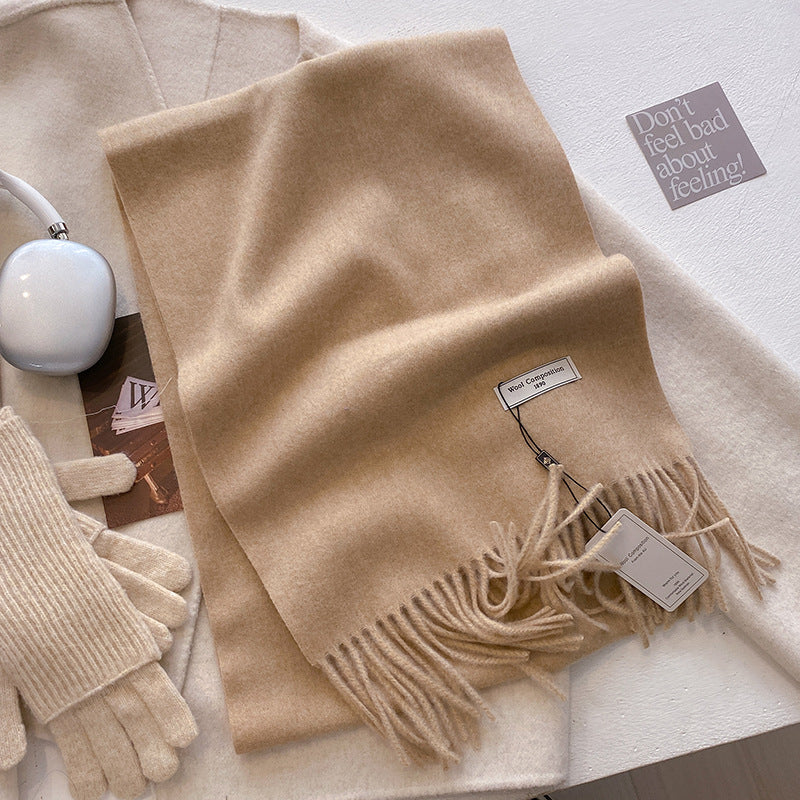 Ženski topel volneni šal enobarvne barve