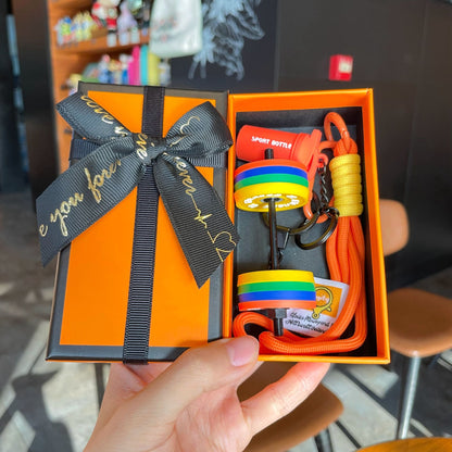 Kreativni mini obesek za ključe z utežmi – barvit silikonski in kovinski dizajn | Popolno darilo za ljubitelje fitnesa!