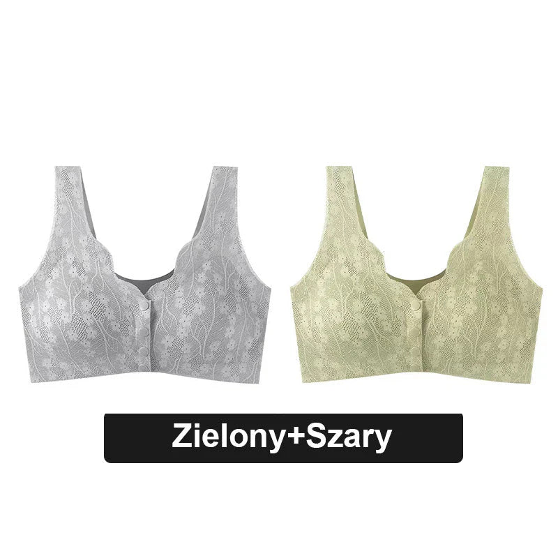 Udoben modrček z gumbi za večje velikosti s čipko