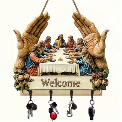 Stenski dekorativni leseni obešalnik za ključe