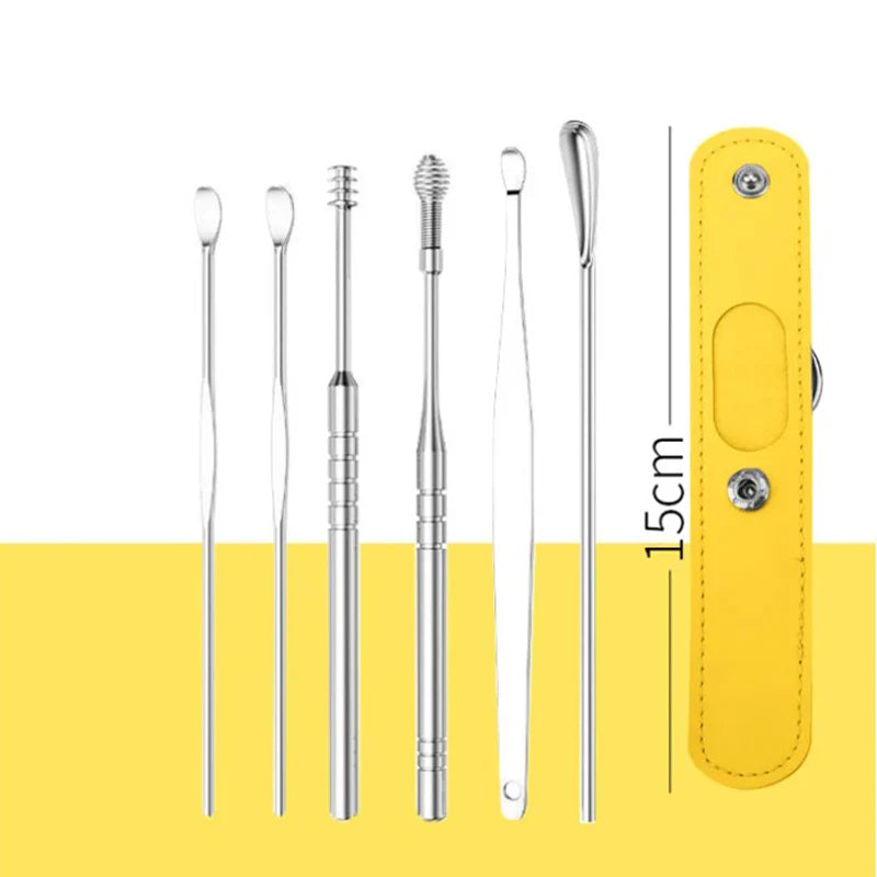 (🔥 Kupite 1 in dobite 1 gratis🔥)Premium 6-in-1 Stainless Steel Ear Cleaning Kit – Safe, Polished, Non-Irritating Earwax Remover Tools with Carry Case