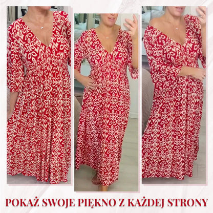 ✨Nowa sukienka casual z dekoltem w serek w kwiaty - spiiyle