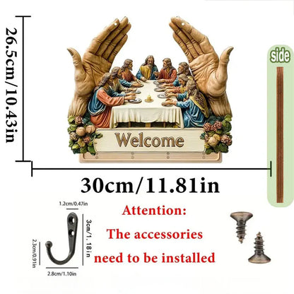 Stenski dekorativni leseni obešalnik za ključe