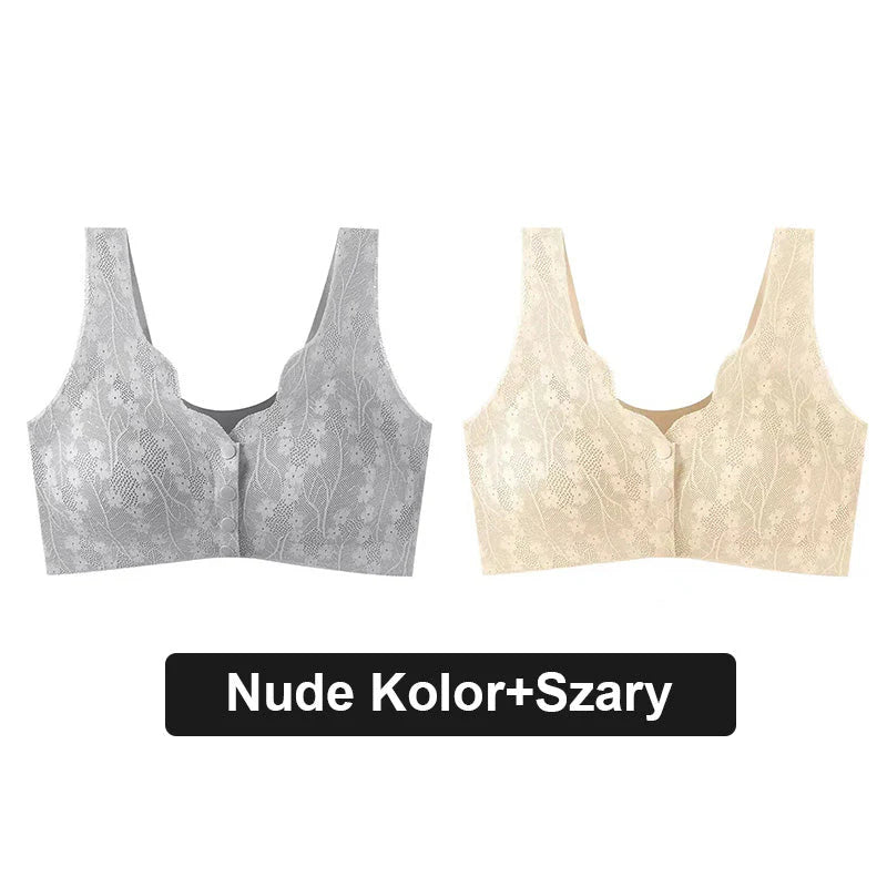 Udoben modrček z gumbi za večje velikosti s čipko