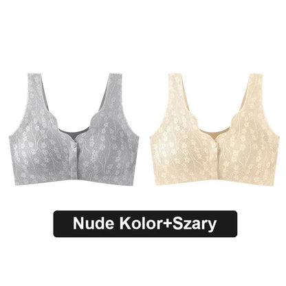 Udoben modrček z gumbi za večje velikosti s čipko