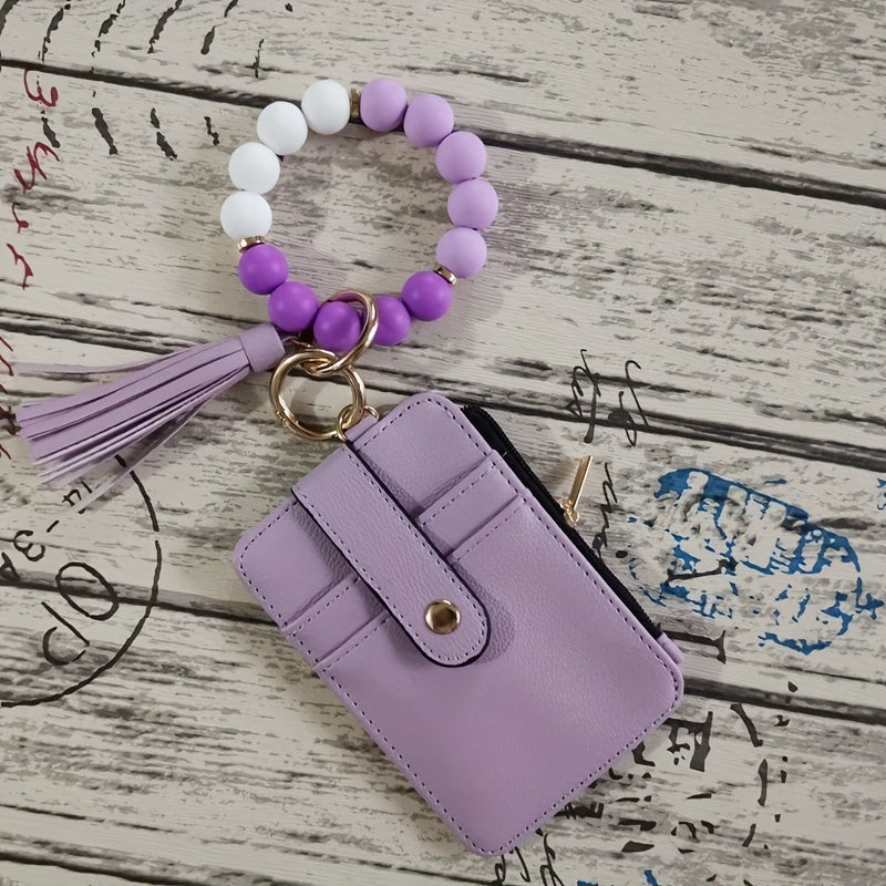 Silikonski nosilec za kartice z zapestnico in perlicami