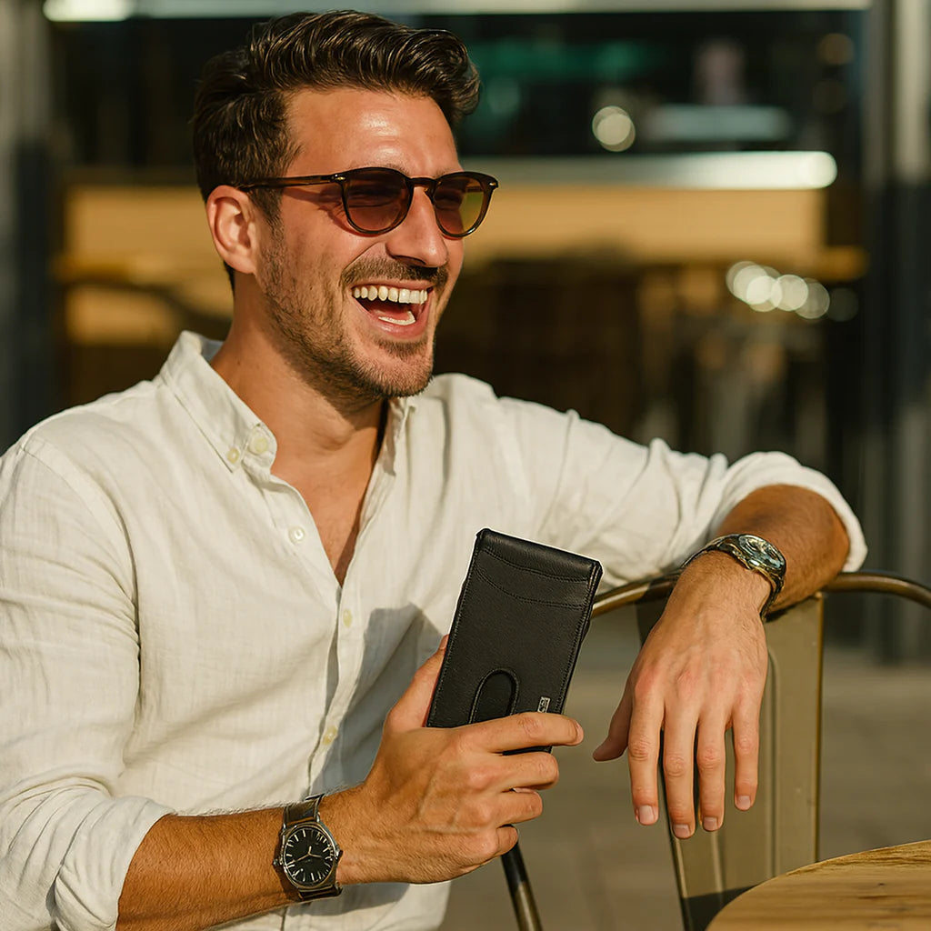 Moška denarnica z RFID blokado in režo za AirTag – ročno izdelana usnjena denarnica z držalom za kartice s hitrim dostopom in veliko prostornino