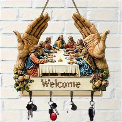 Stenski dekorativni leseni obešalnik za ključe