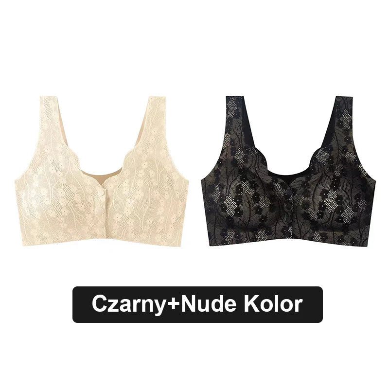 Udoben modrček z gumbi za večje velikosti s čipko