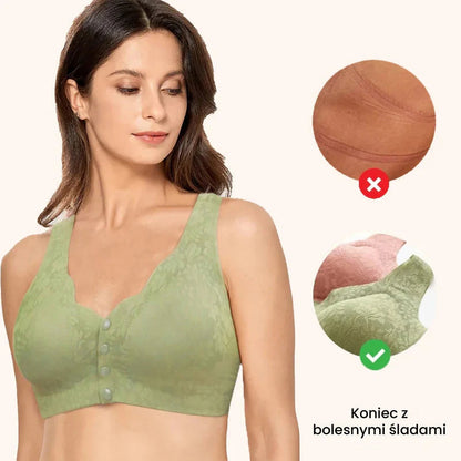 Udoben modrček z gumbi za večje velikosti s čipko