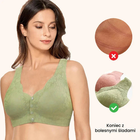 Udoben modrček z gumbi za večje velikosti s čipko