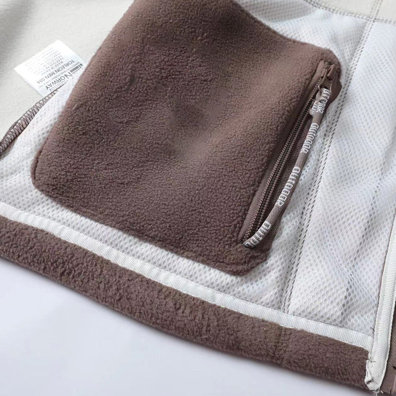 Moška dvostranska topla jakna s kapuco iz umetnega flisa