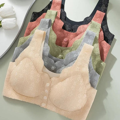 Udoben modrček z gumbi za večje velikosti s čipko